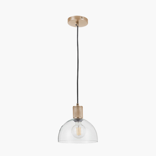 pacific lifestyle Kingston Clear Glass with Antique Brass Fitting Elec Pendant