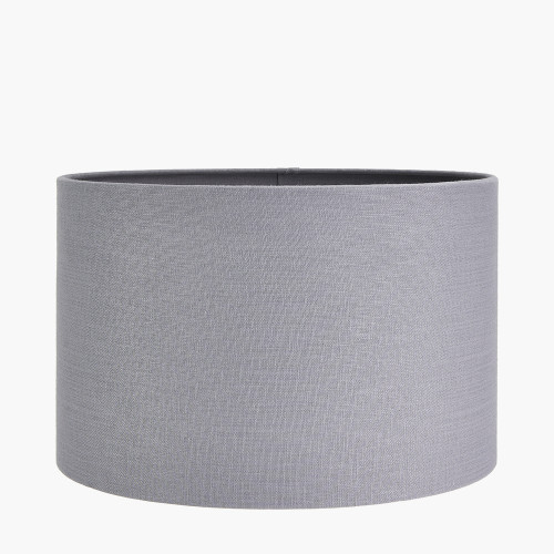 Pacific Lifestyle Kira White And Black Textured Stoneware Table Lamp Base With Lino 35cm Steel Grey Self Lined Linen Cylinder Lampshade