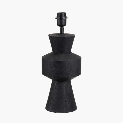 Pacific Lifestyle Koa Black Mango Wood Contemporary Table Lamp Base With Lino 35cm White Self Lined Linen Cylinder Lampshade