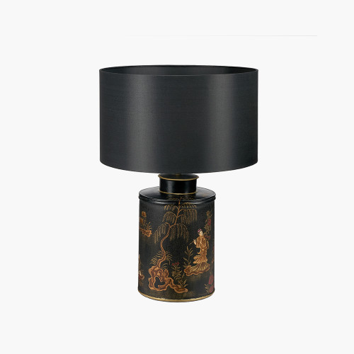 Pacific Lifestyle Landscape Black Hand Painted Metal Table Lamp Base