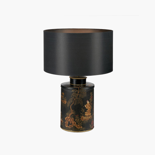 Pacific Lifestyle Landscape Black Hand Painted Metal Table Lamp Base