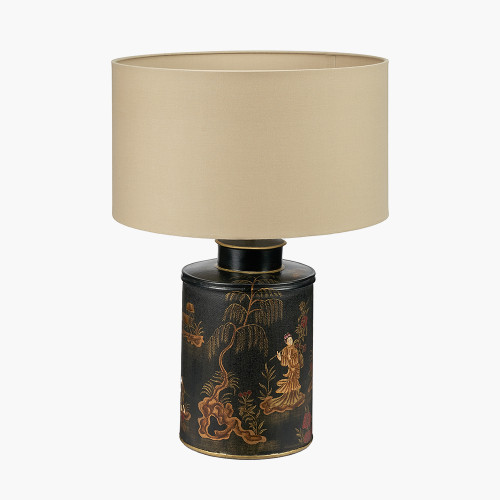 Pacific Lifestyle Landscape Black Hand Painted Metal Table Lamp Base