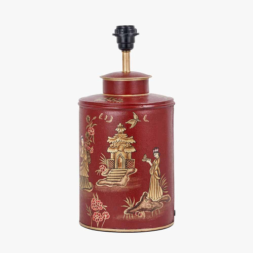 Pacific Lifestyle Landscape Red Hand Painted Metal Table Lamp Base