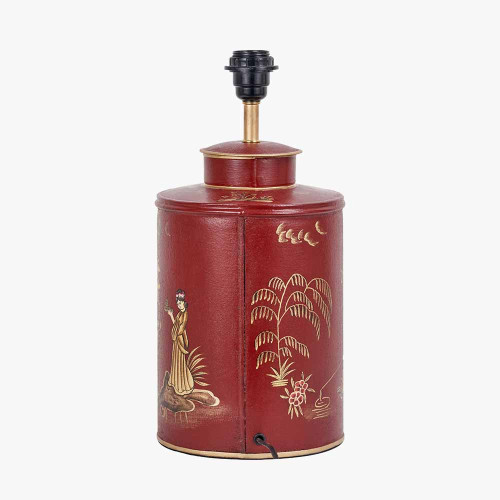 Pacific Lifestyle Landscape Red Hand Painted Metal Table Lamp Base