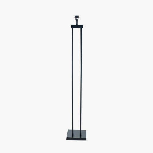 Pacific Lifestyle Langston Matt Black Metal Column Floor Lamp Base With Lino 45cm White Self Lined Linen Cylinder Lampshade