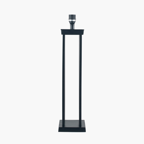 Pacific Lifestyle Langston Matt Black Metal Column Table Lamp Base With Lino 40cm White Self Lined Linen Cylinder Lampshade