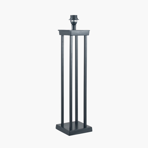 Pacific Lifestyle Langston Matt Black Metal Column Table Lamp Base With Lino 40cm White Self Lined Linen Cylinder Lampshade