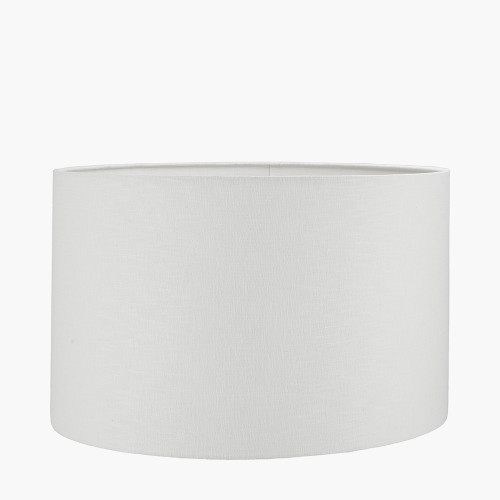 Pacific Lifestyle Langston Satin Brass Metal Column Floor Lamp Base With Lino 45cm White Self Lined Linen Cylinder Lampshade