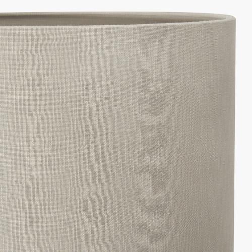 Pacific Lifestyle Langston Satin Brass Metal Column Floor Lamp Base With Lino 45cm Grey Self Lined Linen Cylinder Lampshade