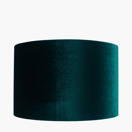 Pacific Lifestyle Langston Satin Brass Metal Column Floor Lamp Base With Bow 45cm Forest Green Velvet Cylinder Lampshade