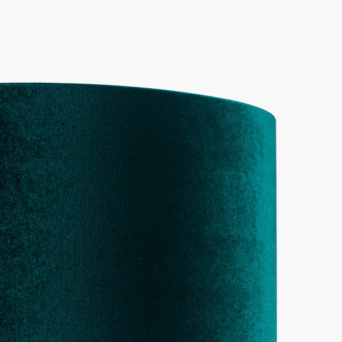 Pacific Lifestyle Langston Satin Brass Metal Column Floor Lamp Base With Bow 45cm Forest Green Velvet Cylinder Lampshade