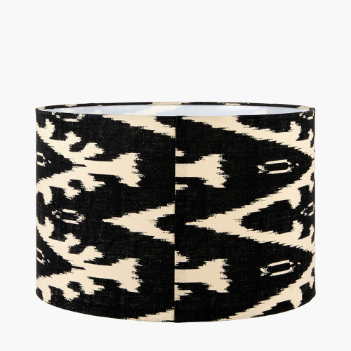 Pacific Lifestyle Lars 30cm Black Ikat Patterned Cylinder Lampshade