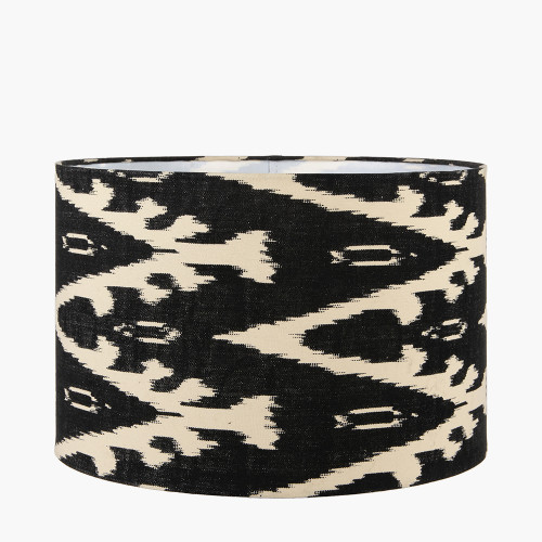 pacific lifestyle Lars 30cm Black Ikat Patterned Cylinder Lampshade