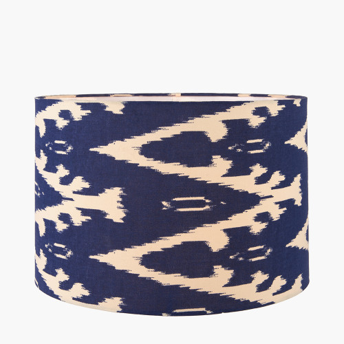Pacific Lifestyle Lars 40cm Ocean Blue Ikat Patterned Cylinder Lampshade