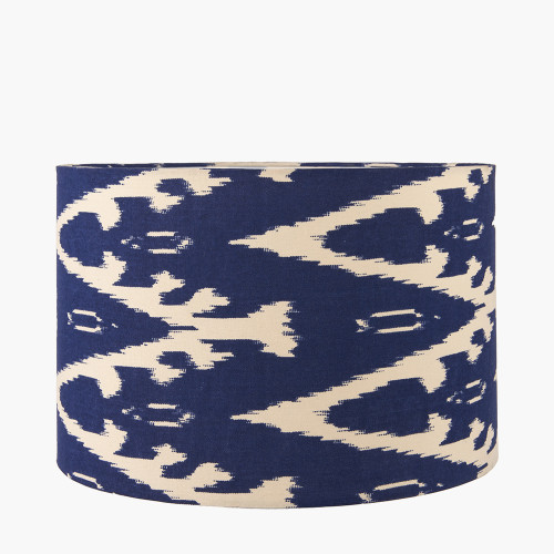Pacific Lifestyle Lars 40cm Ocean Blue Ikat Patterned Cylinder Lampshade