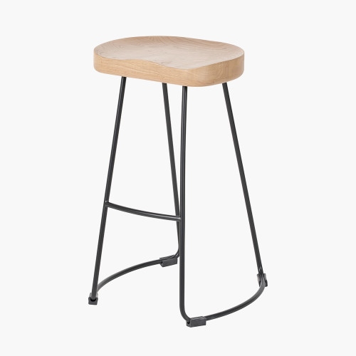 Pacific Lifestyle Laselle Ash Wood And Black Metal Bar Stool