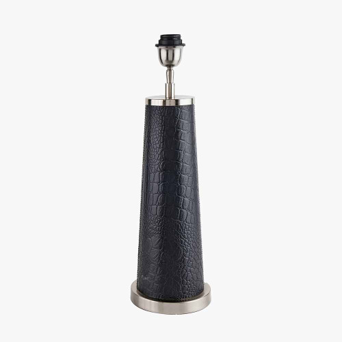 pacific lifestyle Laurence Black Croc Leather and Silver Table Lamp Base