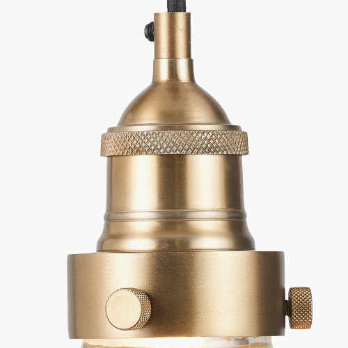Pacific Lifestyle Lenox Conical Ribbed Glass With Antique Brass Fitting Elec Pendant