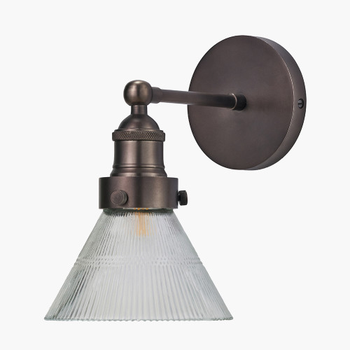 pacific lifestyle Lenox Conical Ribbed Glass with Antique Bronze Fitting Wall Light