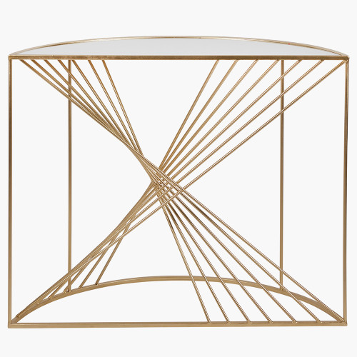 Pacific Lifestyle Liberty Glass And Gold Metal Half Moon Console Table
