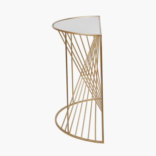Pacific Lifestyle Liberty Glass And Gold Metal Half Moon Console Table