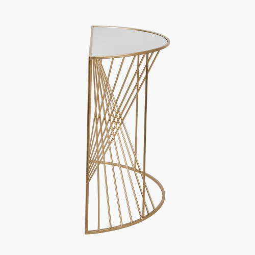 Pacific Lifestyle Liberty Glass And Gold Metal Half Moon Console Table