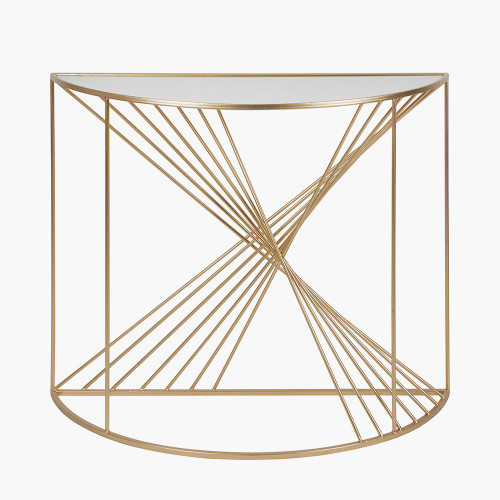pacific lifestyle Liberty Glass and Gold Metal Half Moon Console Table