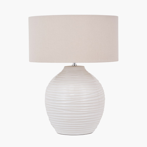 pacific lifestyle Linnea White Grooved Ceramic Table Lamp
