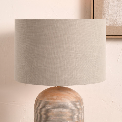 Pacific Lifestyle Lino 45cm Grey Self Lined Linen Cylinder Lampshade