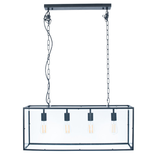 Pacific Lifestyle Llewellyn Matt Black Metal And Glass 4 Bulb Pendant