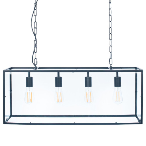 pacific lifestyle Llewellyn Matt Black Metal and Glass 4 Bulb Pendant