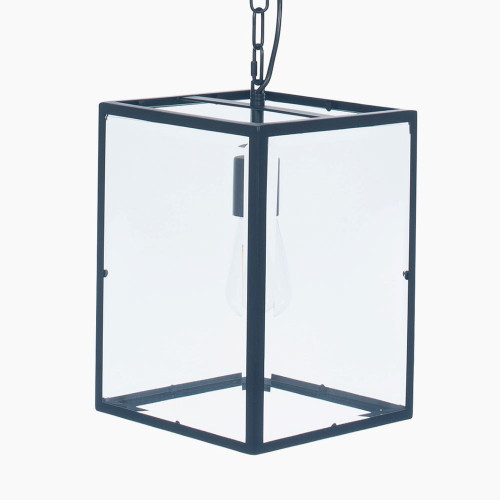 Pacific Lifestyle Llewellyn Matt Black Metal And Glass Pendant