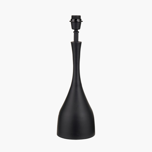 Pacific Lifestyle Llora Matt Black Metal Curved Table Lamp Base With Lars 35cm Ocean Blue Ikat Patterned Cylinder Lampshade