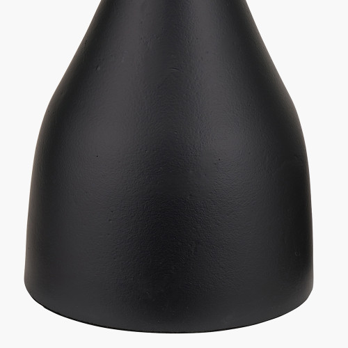 Pacific Lifestyle Llora Matt Black Metal Curved Table Lamp Base With Lars 35cm Ocean Blue Ikat Patterned Cylinder Lampshade