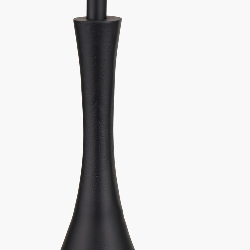 Pacific Lifestyle Llora Matt Black Metal Curved Table Lamp Base With Lars 35cm Black Ikat Patterned Cylinder Lampshade