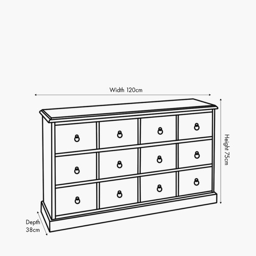 Pacific Lifestyle Loft Blue Multicoloured Pine Wood 12 Drawer Unit