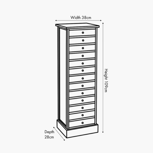 Pacific Lifestyle Loft Blue Multicoloured Pine Wood 13 Drawer Unit