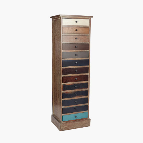 pacific lifestyle Loft Blue Multicoloured Pine Wood 13 Drawer Unit