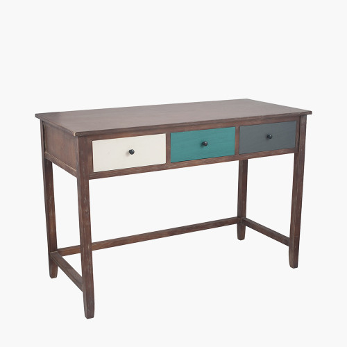 Pacific Lifestyle Loft Blue Multicoloured Pine Wood 3 Drawer Desk
