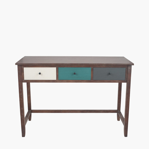pacific lifestyle Loft Blue Multicoloured Pine Wood 3 Drawer Desk pacific lifestyle Loft Blue Multicoloured Pine Wood 3 Drawer Desk