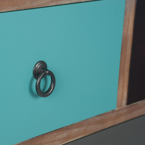 Pacific Lifestyle Loft Blue Multicoloured Pine Wood 4 Drawer Unit