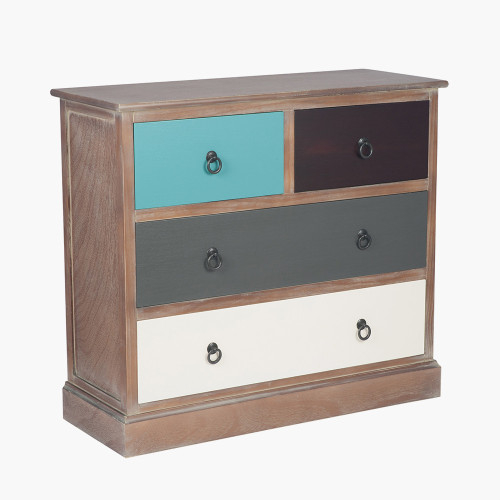 Pacific Lifestyle Loft Blue Multicoloured Pine Wood 4 Drawer Unit