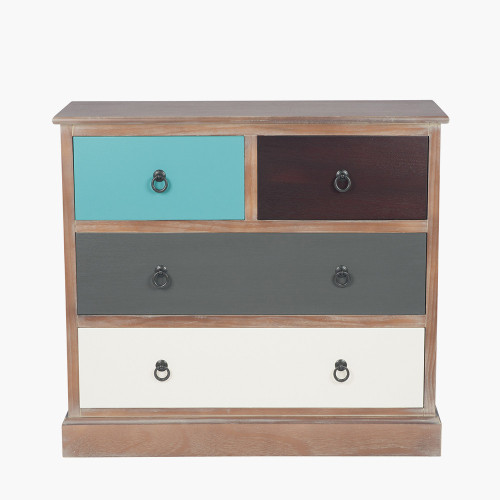 pacific lifestyle Loft Blue Multicoloured Pine Wood 4 Drawer Unit pacific lifestyle Loft Blue Multicoloured Pine Wood 4 Drawer Unit