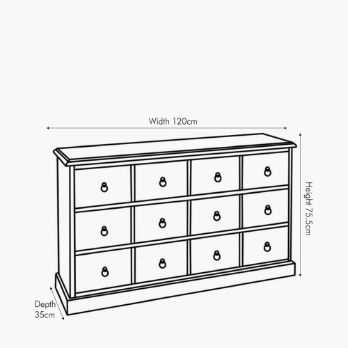 Pacific Lifestyle Loft Sage Multicoloured Pine Wood 12 Drawer Unit