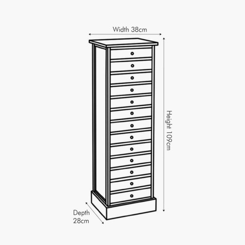 Pacific Lifestyle Loft Sage Multicoloured Pine Wood 13 Drawer Unit