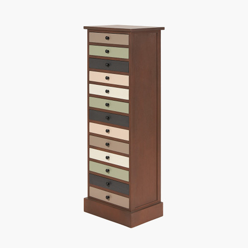 Pacific Lifestyle Loft Sage Multicoloured Pine Wood 13 Drawer Unit