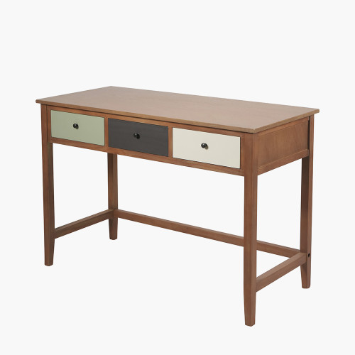Pacific Lifestyle Loft Sage Multicoloured Pine Wood 3 Drawer Desk