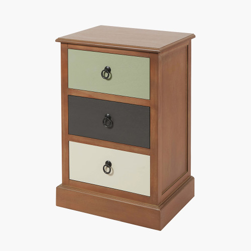Pacific Lifestyle Loft Sage Multicoloured Pine Wood 3 Drawer Unit