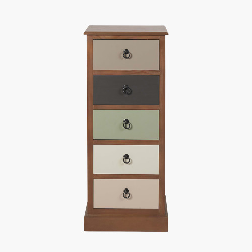 pacific lifestyle Loft Sage Multicoloured Pine Wood 5 Drawer Unit