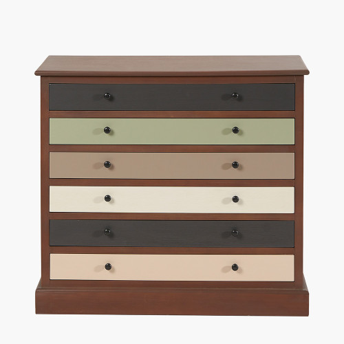 pacific lifestyle Loft Sage Multicoloured Pine Wood 6 Drawer Unit